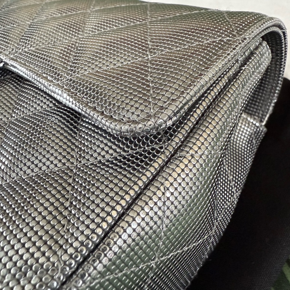 Authentic Chanel Metallic Calfskin Pixel Effect Mini Rectangular Flap Bag - Picture 8 of 15